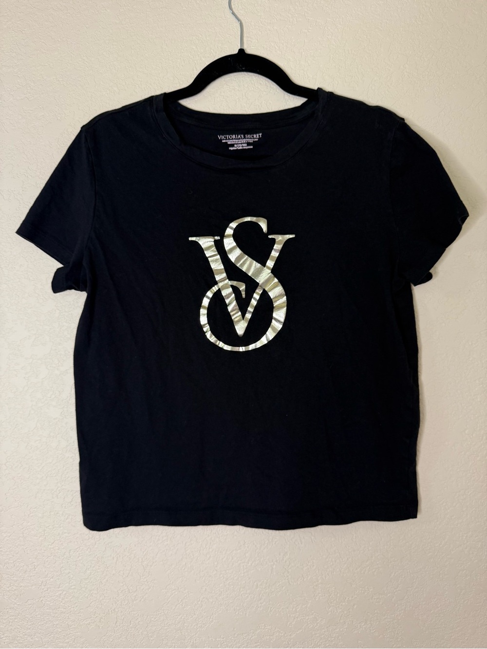 Victoria's Secret Black Tee with Metallic Logo